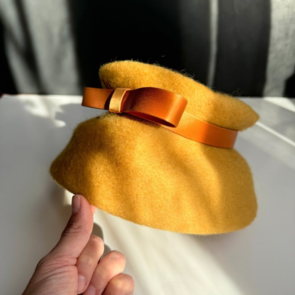 Wool Hat w/Bow Vintage Henry Pollack Small 21.5 Inches - Picture 12 of 16